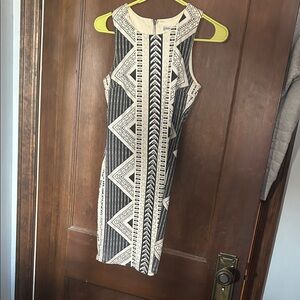 Charlotte Russe Black and Cream Patterned Midi Dress